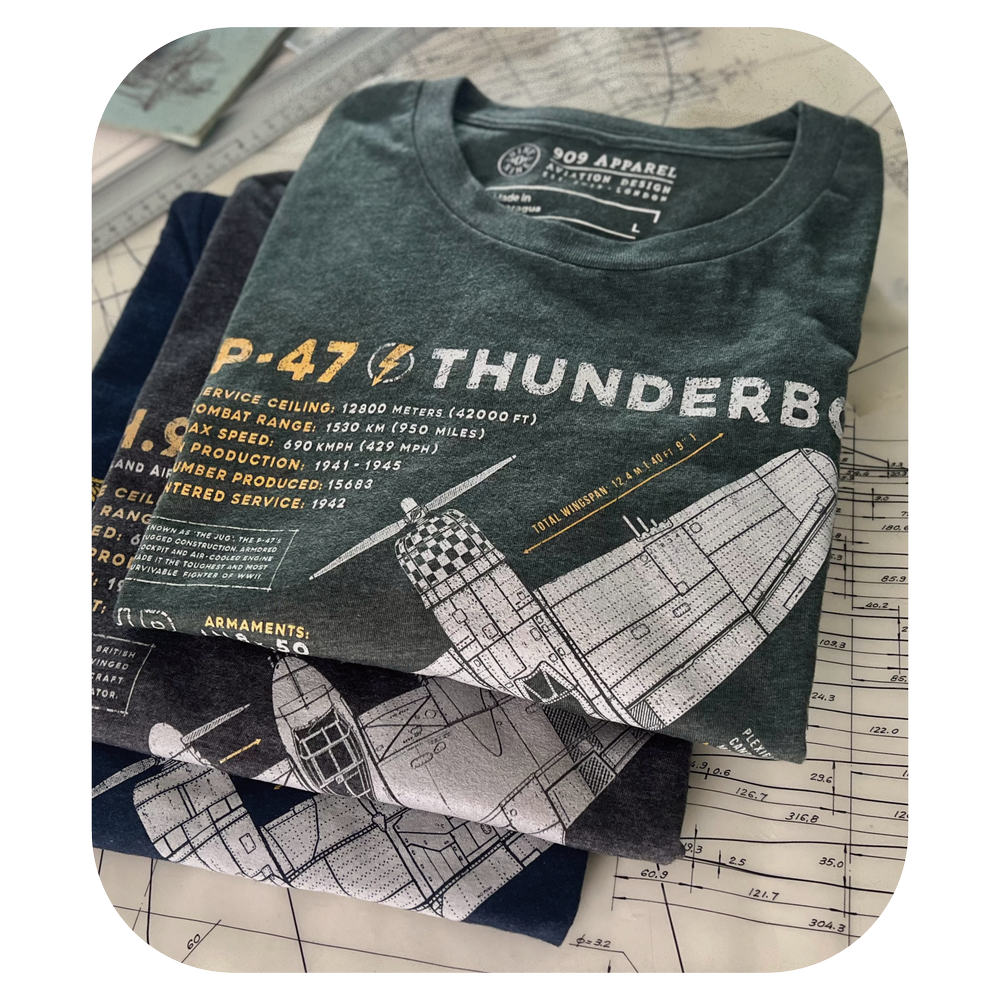 P-47 Thunderbolt T-Shirt - Heritage Blueprint Edition — 909 Apparel®